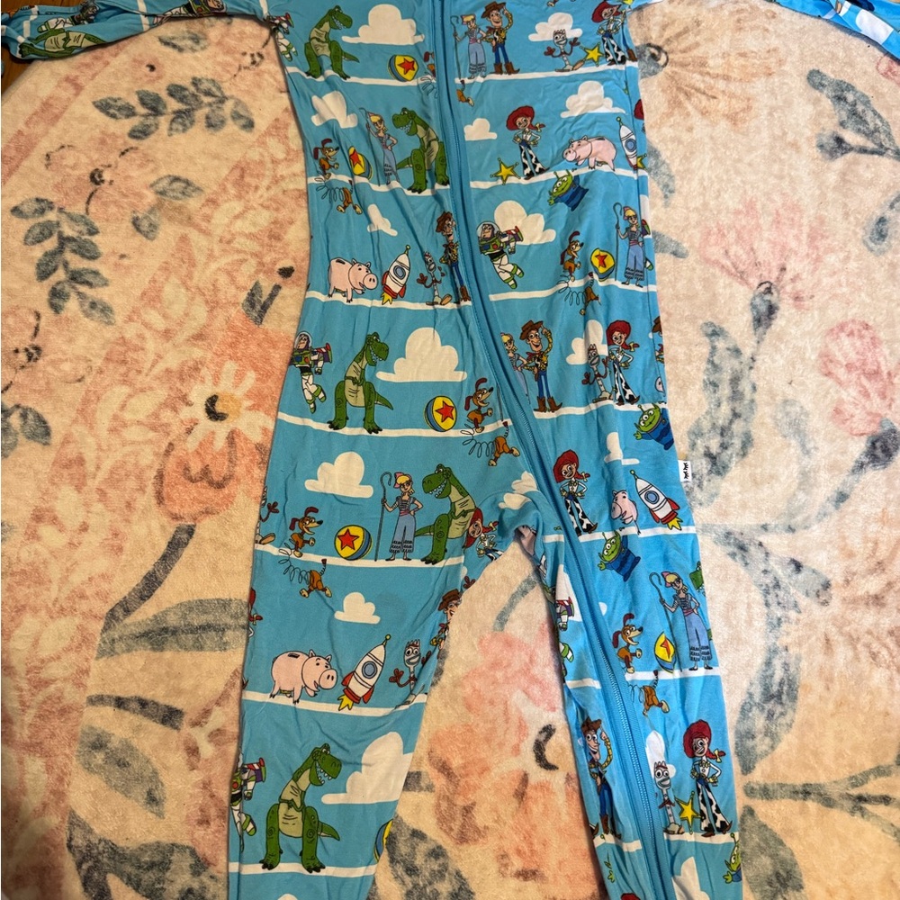 Disney Blue Footies One Piece with Tropical Print